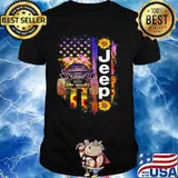 Jeep Wearing Sunflower Bandana Wheel Print American Flag shirt