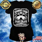 Johnny Cash man in black tennessee three guitar Ladies tee
