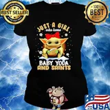 Just A Girl Who Loves Baby Yoda And Saints Snowflakes Shirt Ladies tee