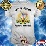 Just A Woman Who Loves Teakwondo Sunflower Shirt