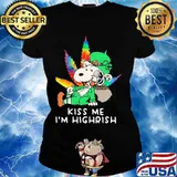 Kiss Me I’m Highrish Snoopy Cannabis Patricks Day Shirt Ladies tee
