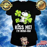 Kiss Me I’m Irish Snoopy And Woodstock Patricks Day Shirt Ladies tee