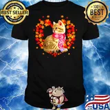 Maple Cat Leaf Fall Hello Autumn Funny Cat Kitten Lover Shirt