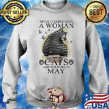 NICE NEVER UNDERESTIMATE A WOMAN WHO LOVES CATS AND WAS BORN IN MAY BUTTERFLIES SHIRT Sweater