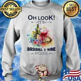 Oh Look It’s Baseball And Wine Oclock Flowers Shirt Sweater