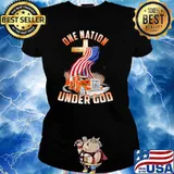 One Nation Under God American Flag Truck Shirt Ladies tee