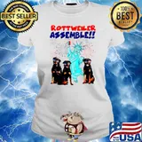 Rottweiler Assemble Happy Independence American Flag Ladies tee