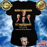 Rush Limbaugh 70th Anniversary 1951 2021 Signature Thank You For The Memories Ladies tee