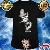 Skull Wear Hat And Hug Caterpillar Logo Shirt