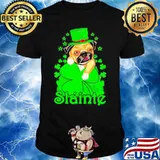 Slainte Irish Dog Pug Cheers Good Health St Paddys Day shirt