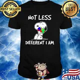 Snoopy Hug Heart Autism Awareness Not Less Different I Am Shirt