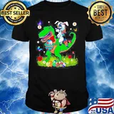 Unicorn Riding Dinosaur Happy Easterawr Eggs shirt