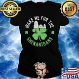 Wake Me For The Shenanigans Snoopy Patricks Day Shirt Ladies tee