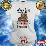 When Life Throws You A Curve Lean Into It Roller Skating Flowers Shirt Ladies tee