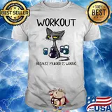 Workout Because Murder Is Wrong Cat Shirt