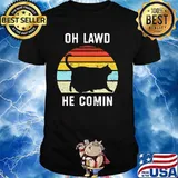 Chonk Cat Retro Style Oh Lawd He Comin Vintage Shirt