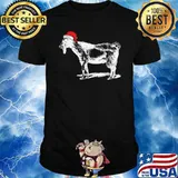 Goat in Santa Hat Christmas Pajama Shirt