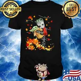 Groot Hug Baby Yoda Maple Leaves Shirt