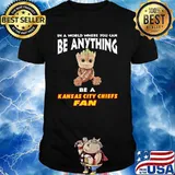 In A World Where You Can Be Anything Be A Kansas City Chiefs Fan Baby Groot Shirt