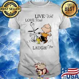 Live Well Love Much Laugh Often Snoopy With Charlie Woodstock Shirt