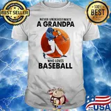 Never Underestimate A Grandpa Who Loves Baseball Blood Moon Shirt