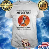 Never Underestimate An Old Man Who Loves Baseball And Drink Beer Regurlarly Blood Moon Shirt