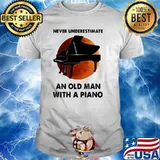 Never Underestimate An Old Man With A Piano Blood Moon Shirt