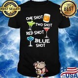 One Shot Bourbon Two Shot Cooktail Red Shot Wine Blue Shot Soda Shirt