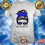 Police Wife Life Messy Bun Hair Shirt
