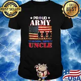 Proud Army National Guard Uncle US Flag Gift Patriotic Day Shirt