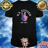 Us American Citizen 2021 Flag Vintage Peace Sign Hand Shirt