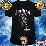 Skull Holding Jim Beam Logo Shirt