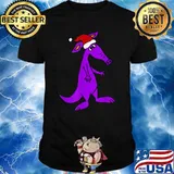 SmileteesXMASa Funny Purple Aardvark in Santa hat Christmas Shirt