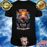 Social Distancing Mens Motorcycle Biker Skull Shirt