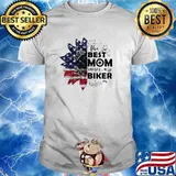 The Best Mom Raise A Biker Sunflower American Flag Shirt