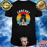 Vintage Retro Black Cat Crochet Because Murder Is Wrong shirt