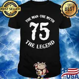 Womens Man Myth Legend 75th Birthday Number 75 Born In 1975 shirt