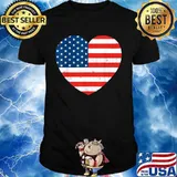 American Flag Heart 4th Of July USA Patriotic T-Shirt