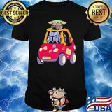 Baby on board the mandalorian driving car yoda shirt