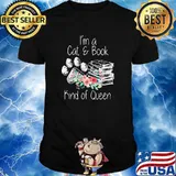 I'm a Cat And Book Kind Of Queen Flower shirt