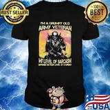 I'm A Grumpy Old Army Veteran My Level Of Sarcasm Depends On Your Level Of Stupidity Skull Shirt