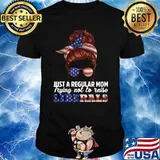 Just a regular mom trying not to raise liberals american flag Shirt