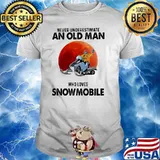 Never Underestimate An Old Man Who Loves Snowmobile Blood Moon Shirt