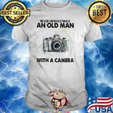 Never Underestimate An Old Man With A Camera Watercolor Shirt