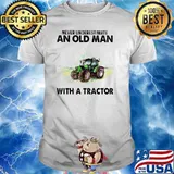 Never Underestimate An Old Man With A Tractor Watercolor Shirt