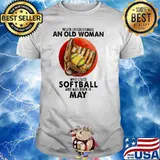 Never Underestimate An Old Woman Who Loves Softball And Was Born In May Blood Moon Shirt