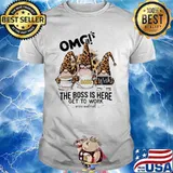 OMG boss work the boss is here get to work accounitant gnome leopard shirt