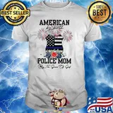 American By Birth Police Mom By The Grace Of God Firework Flower Shirt