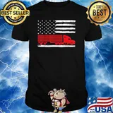 American Trucker USA Flag Truck Driver Driving Trailer T-Shirt