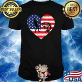 Bass Fishing Fathers Day Fisherman USA Vintage American Flag T-Shirt